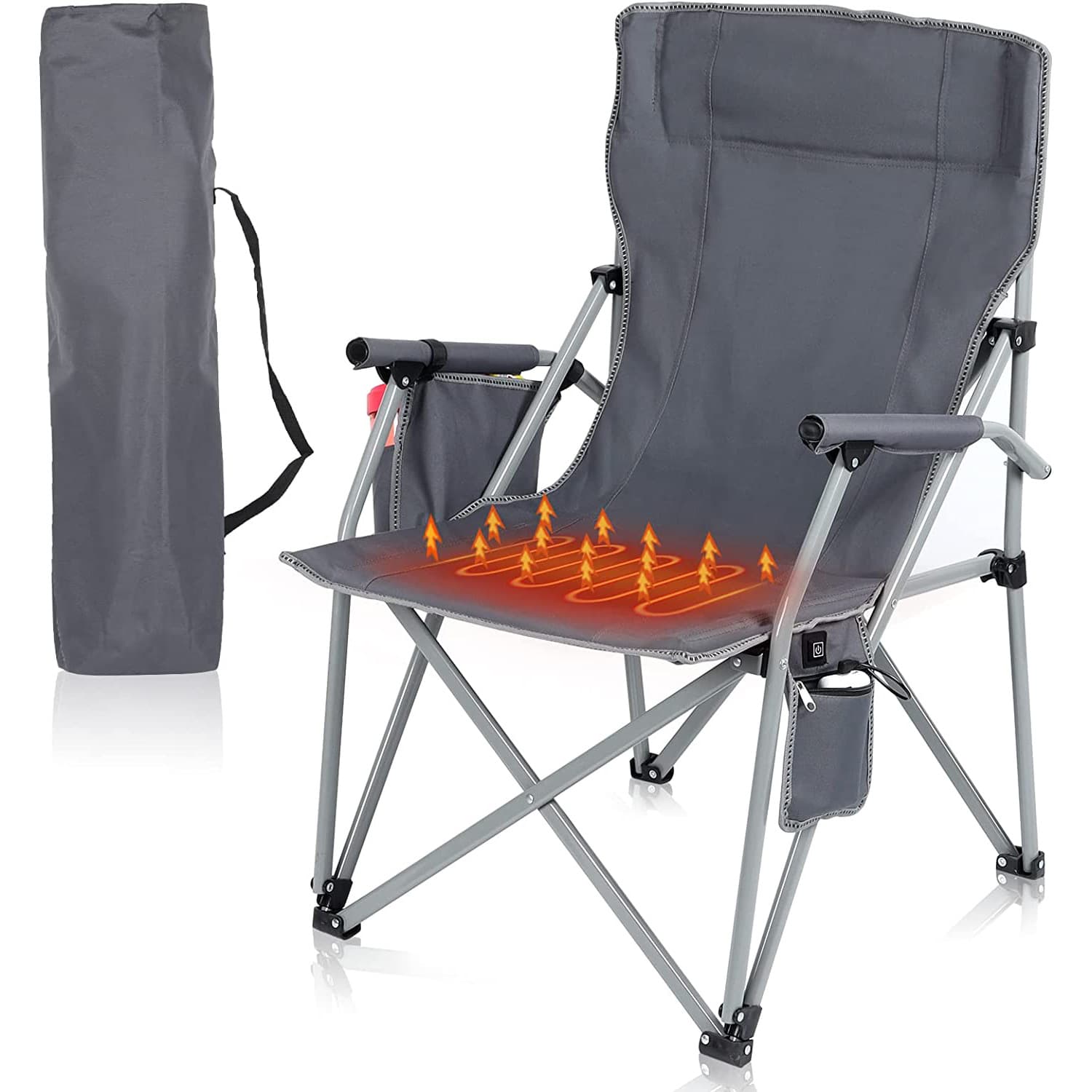 USB Heated Portable Folding Camping Lawn Chairs with Armrest thumbnail 6