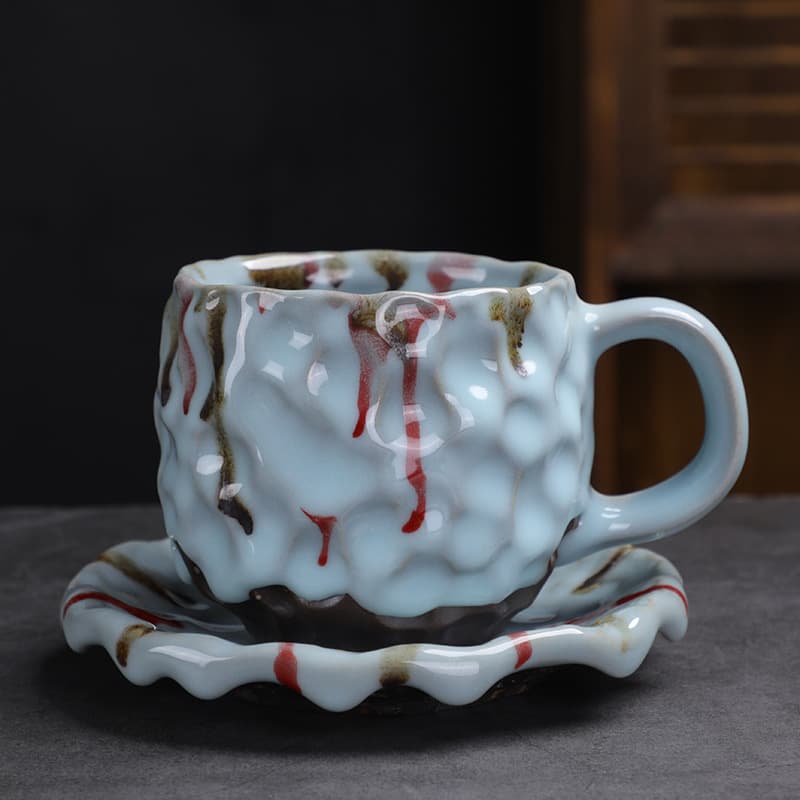 Hammered Pattern Coffee Cup and Saucer Set & Retro Mug thumbnail 7