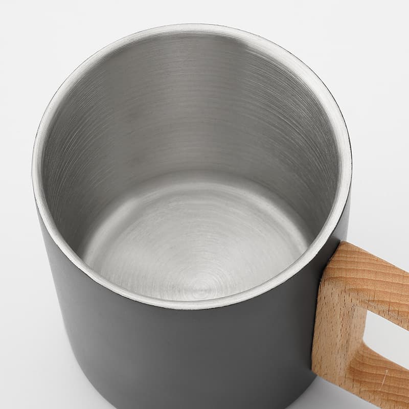 Double Wall Stainless Steel Mug With Walnut Wooden Handle thumbnail 8