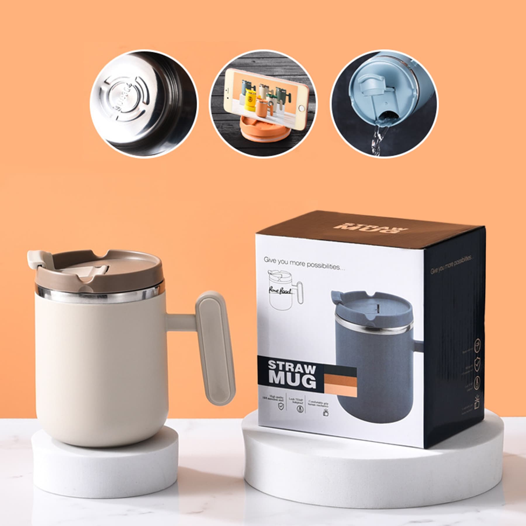 18OZ Vacuum Insulated Coffee Mug with Handle thumbnail 4