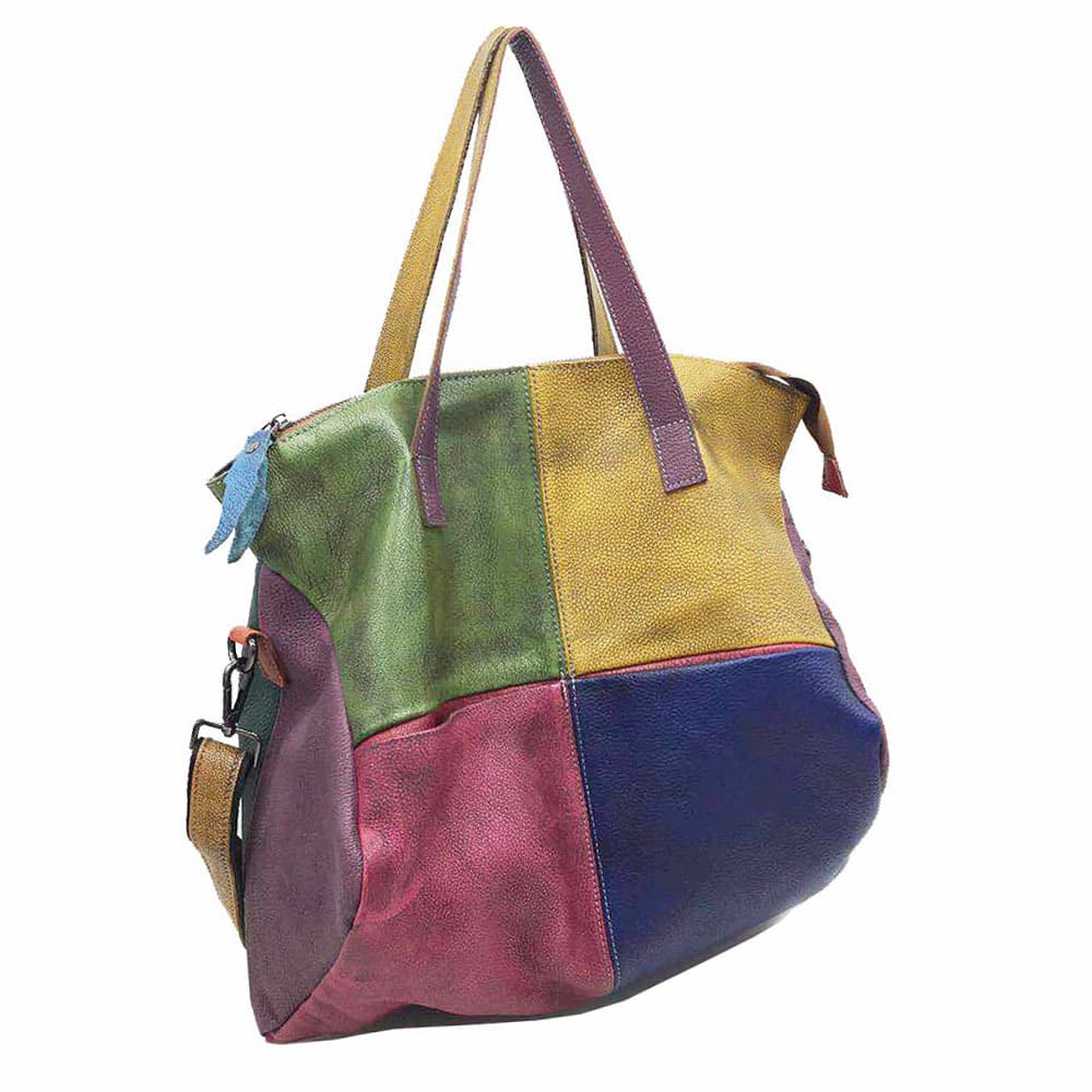 Genuine Leather Vintage contrasting tote cross-body bag thumbnail 4