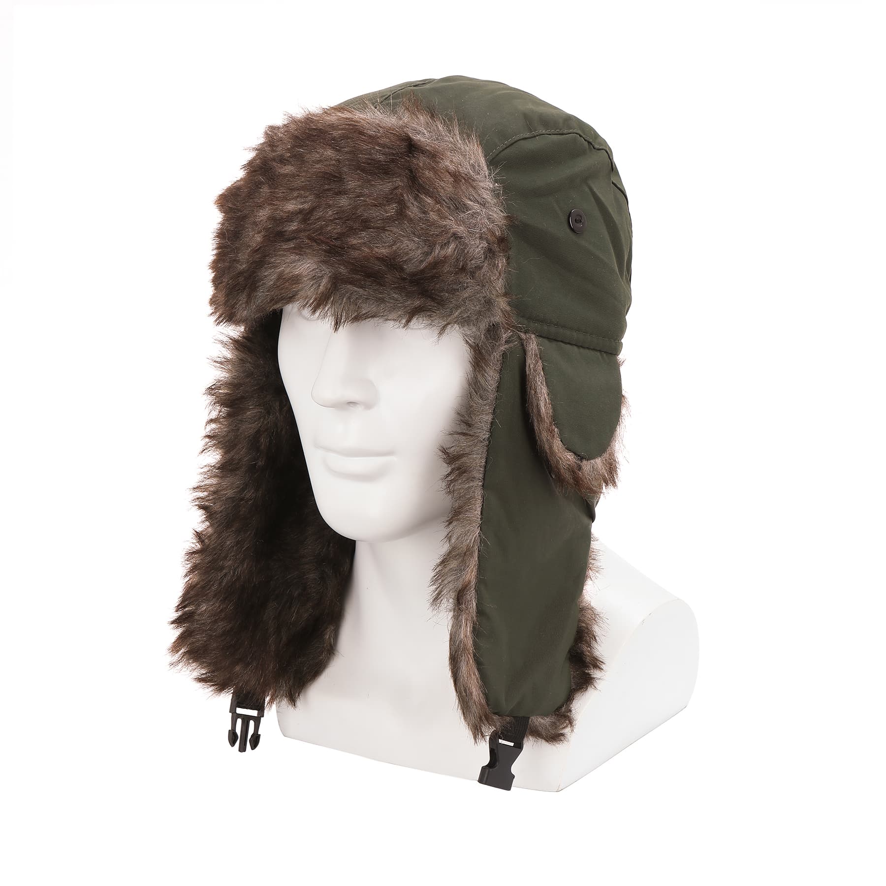 Winter Hat with Brim Warm Earflaps Faux Fur Baseball Cap thumbnail 3