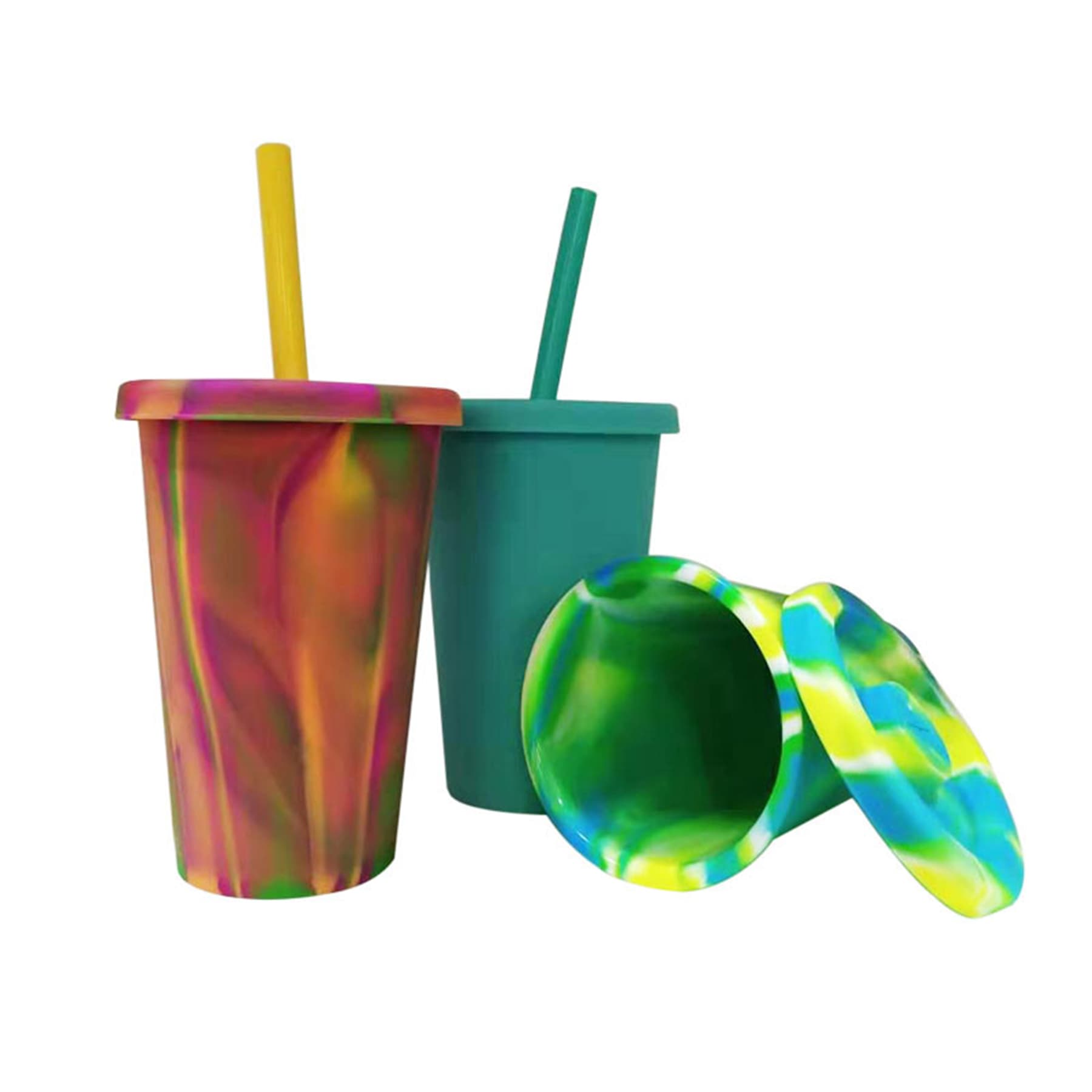 Tye Dye Pint Silicone Cup With Lid And Straw 14.2 Oz thumbnail 3