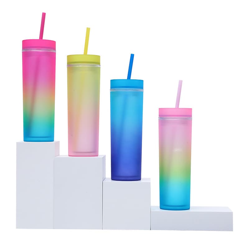 16 Oz Colorful Straw Cup