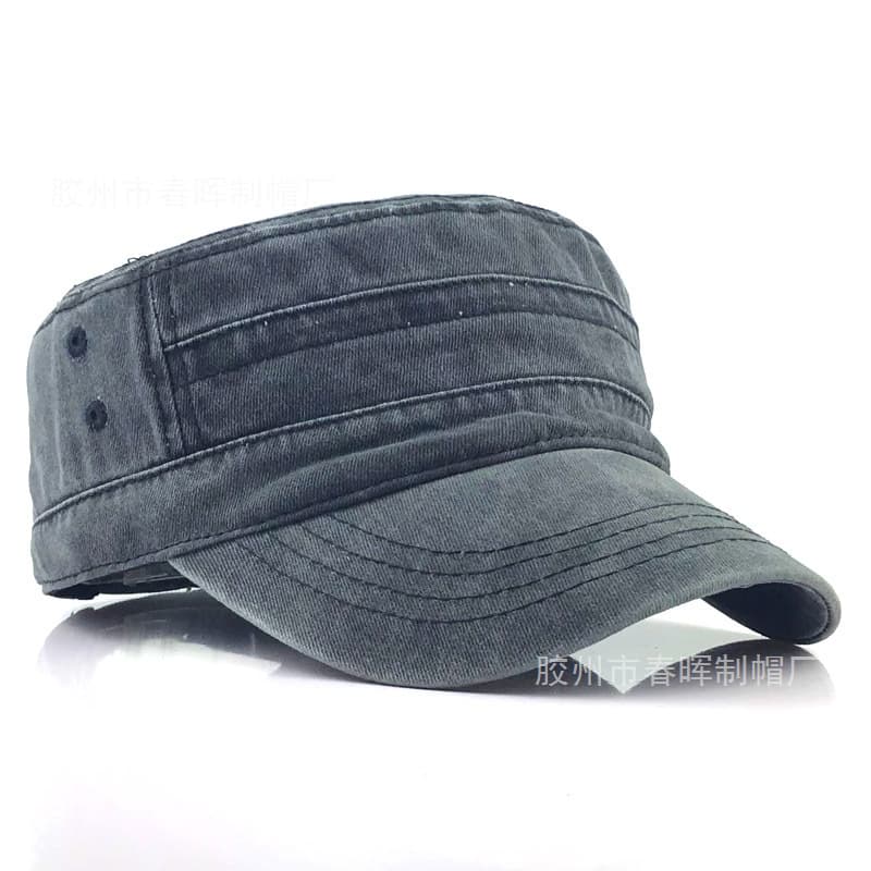 Washed Cotton Hat Distressed Cadet Cap Military Army Style thumbnail 8
