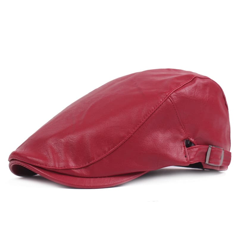 PU Leather Fashion Beret Hat Flat Cap thumbnail 5