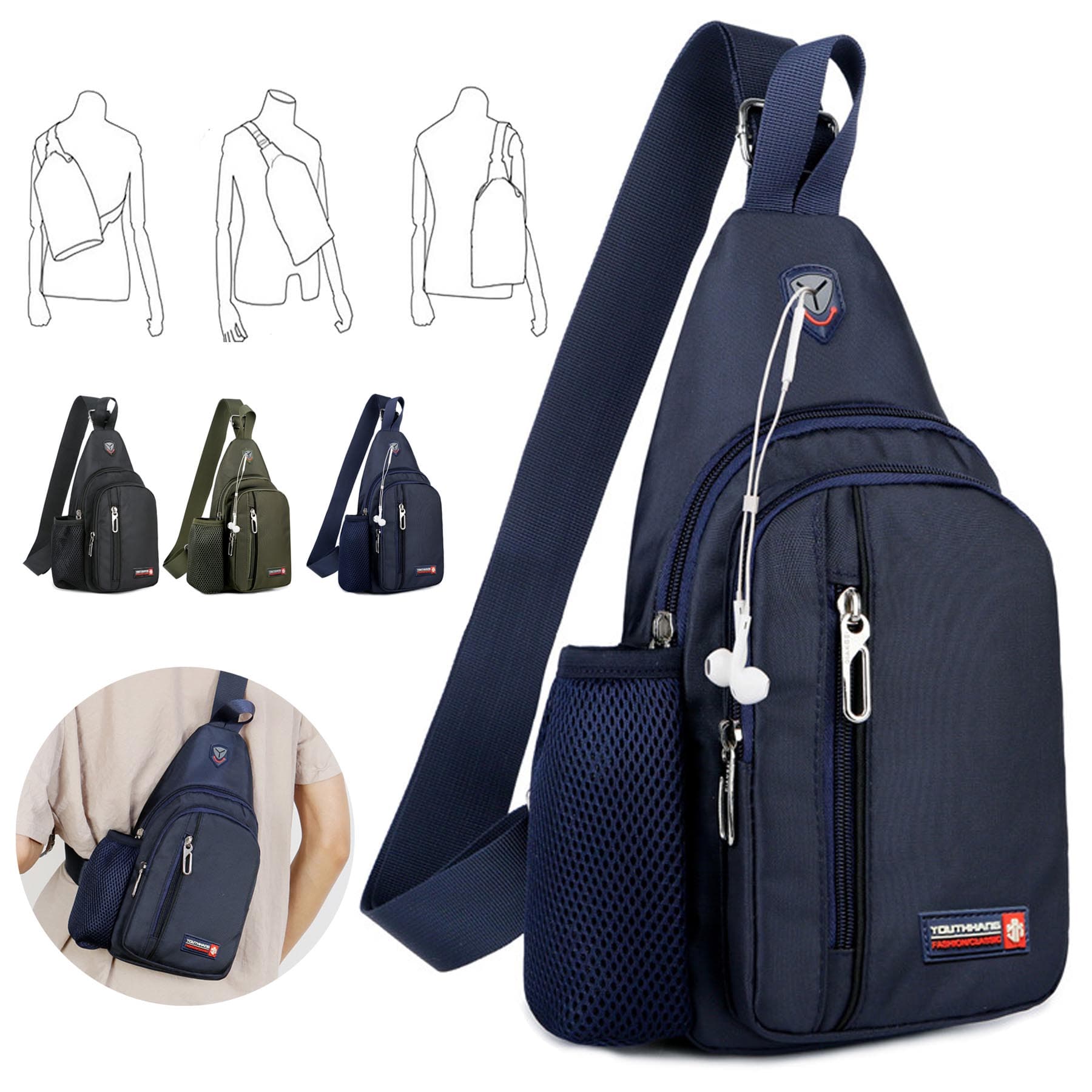 Sling Backpack With Earphone Hole