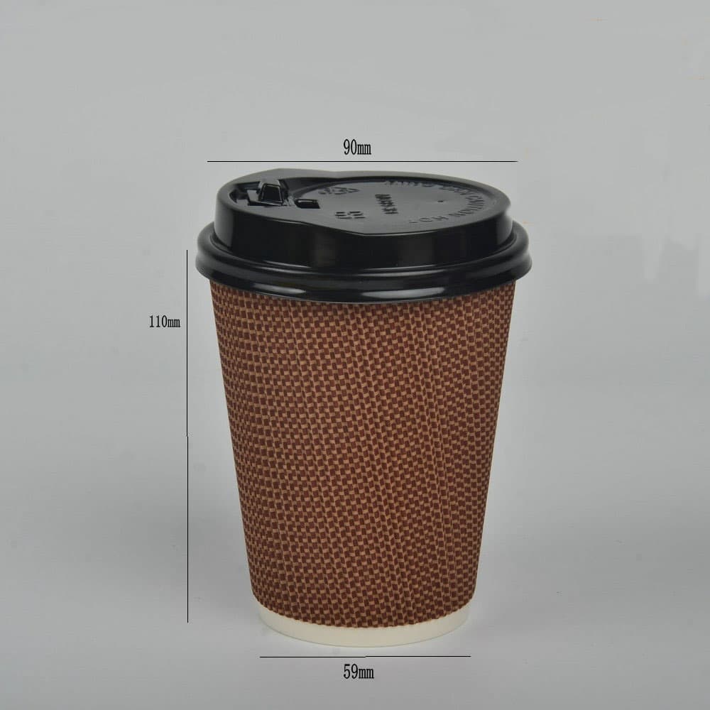 12oz Disposable Double-Wall Paper Drinks Cup With Lids thumbnail 6
