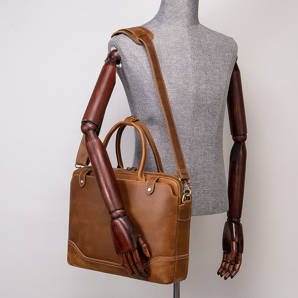 14 Inch Laptop Genuine Leather Men's Handbag Briefcase