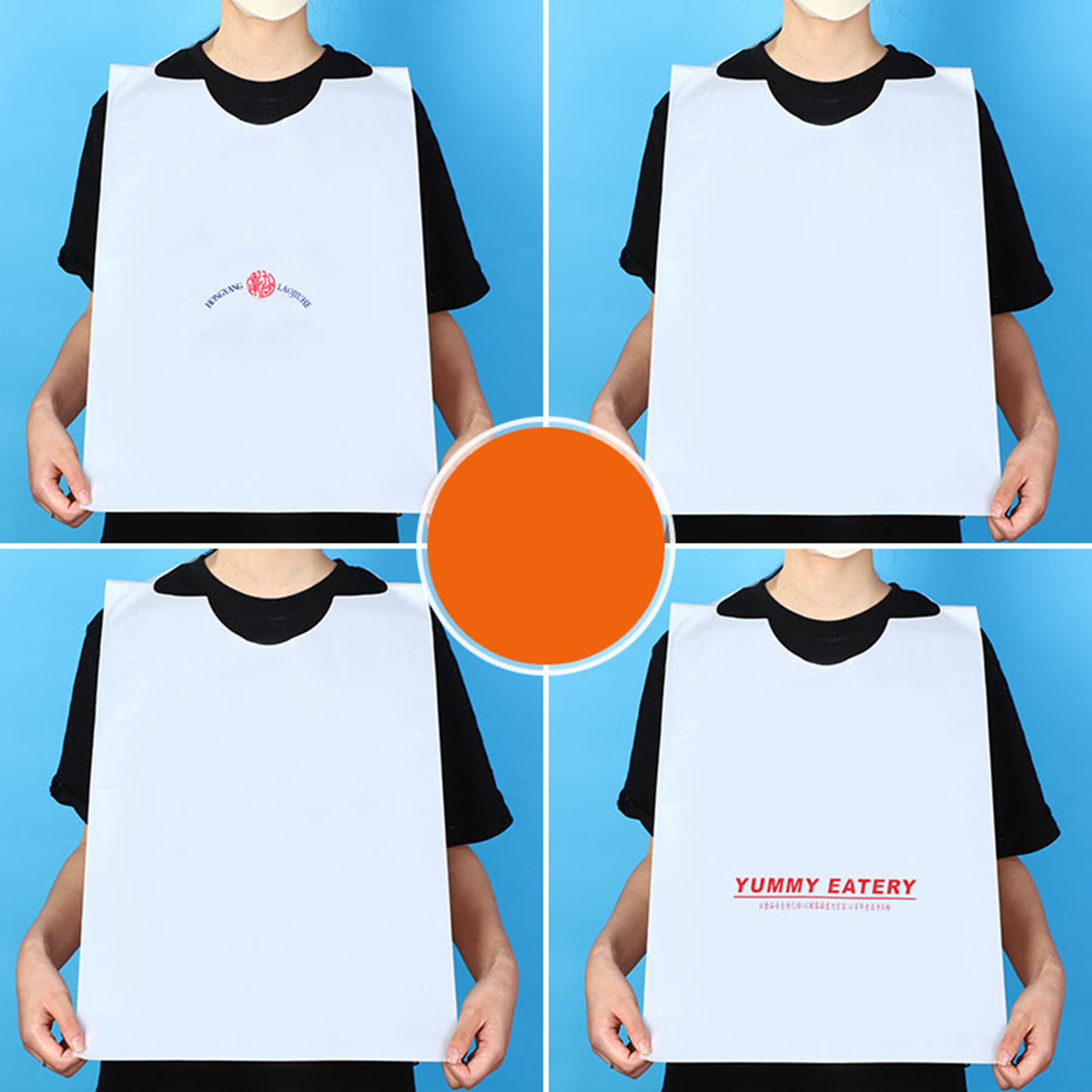 14" X 24" Disposable Adult Poly Lobster/Seafood Bib