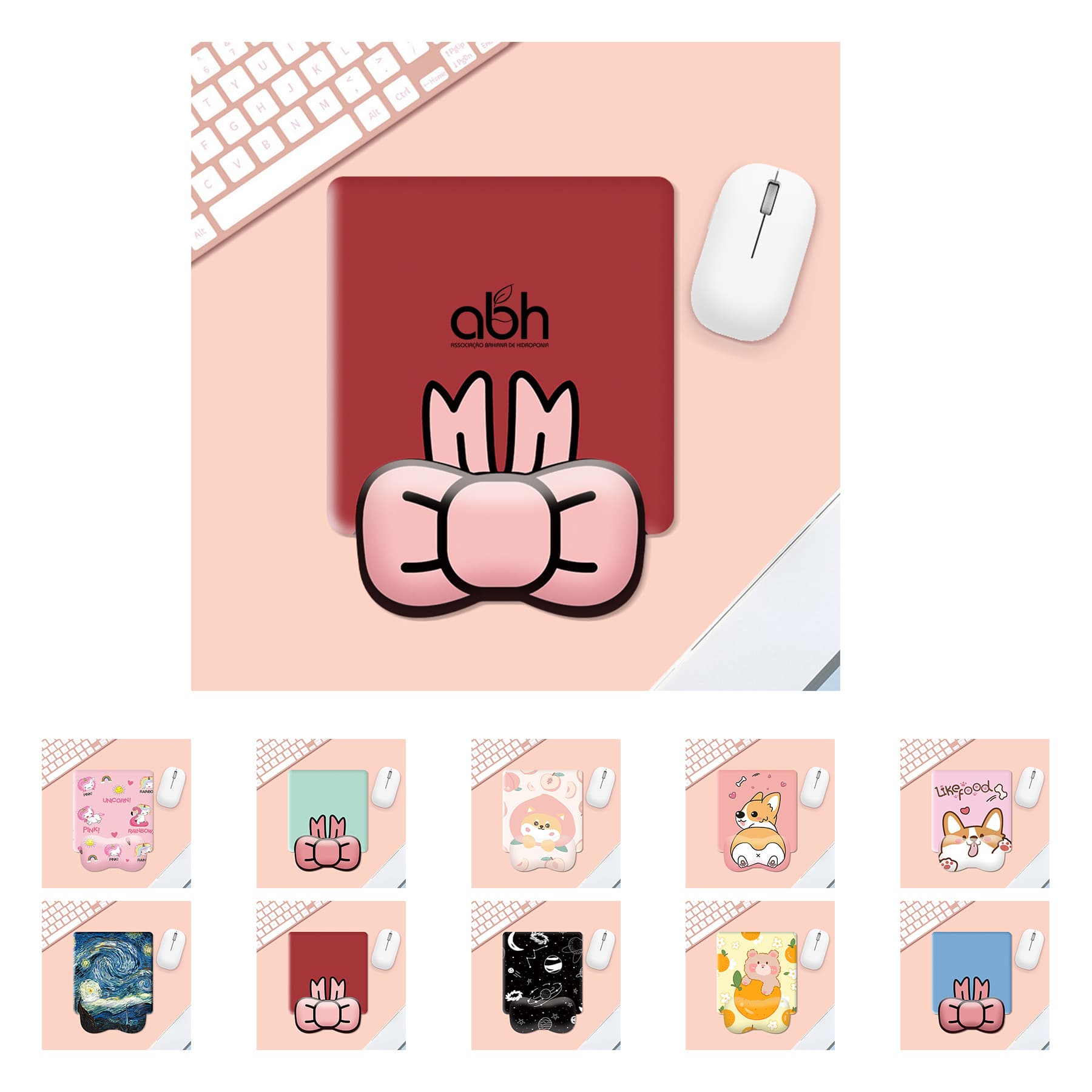 Cute Cartoon Bowknot Woman Mouse Pad Wrist Support
