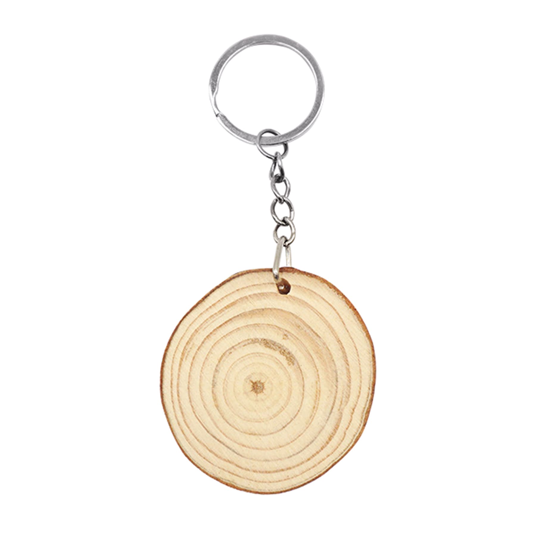 Natural Wood Log Cut Keychain thumbnail 2
