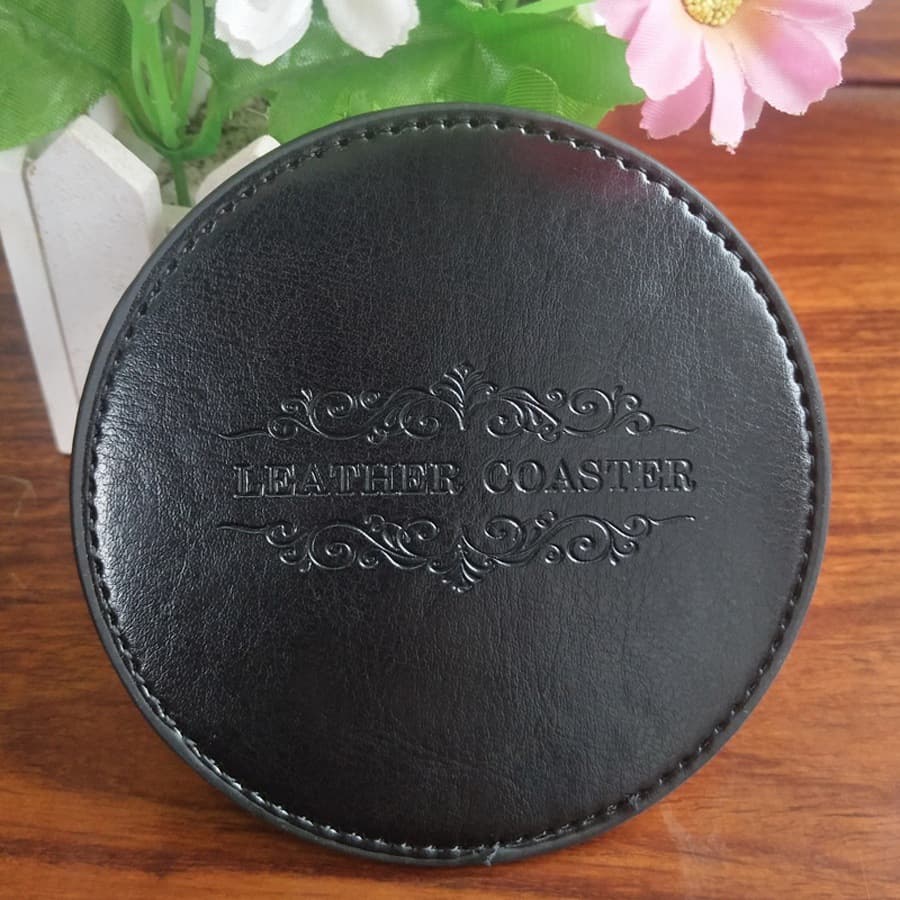 PU Leather Round Coasters Drink Mat thumbnail 2