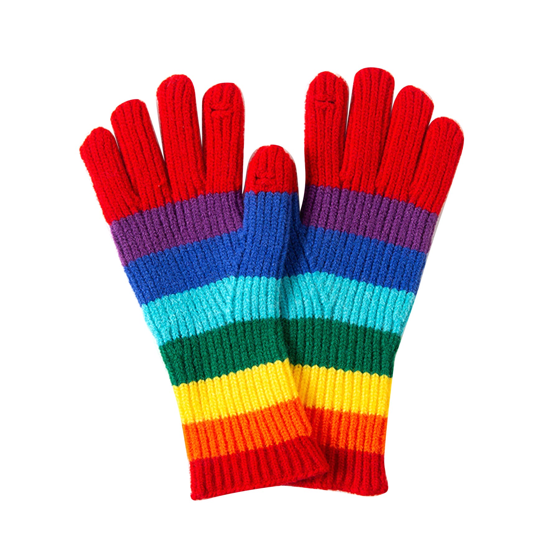 Thick Rainbow Mid Sleeve Knit Gloves thumbnail 5