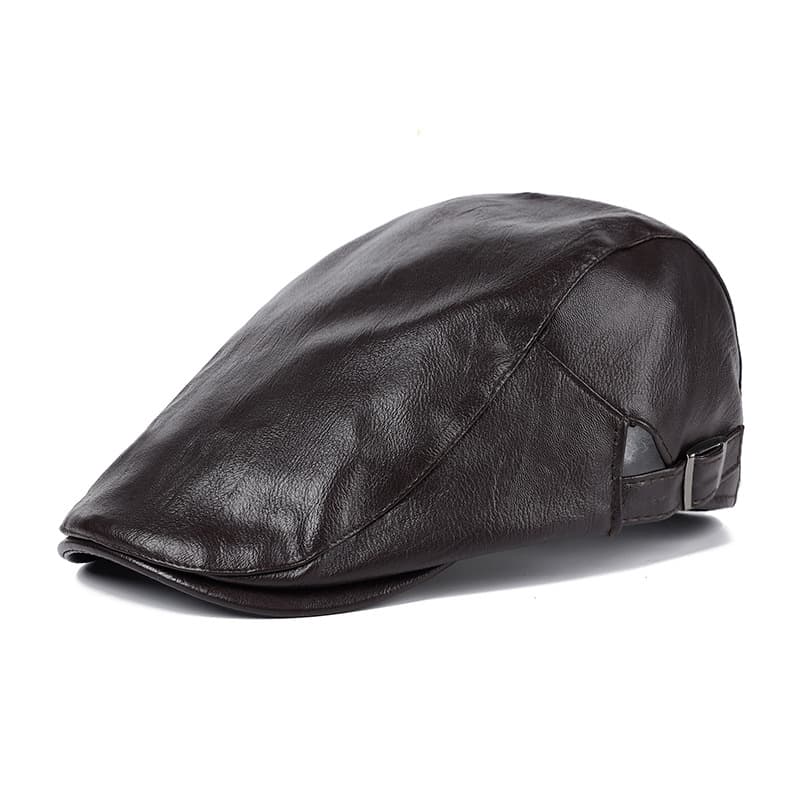 PU Leather Fashion Beret Hat Flat Cap thumbnail 2