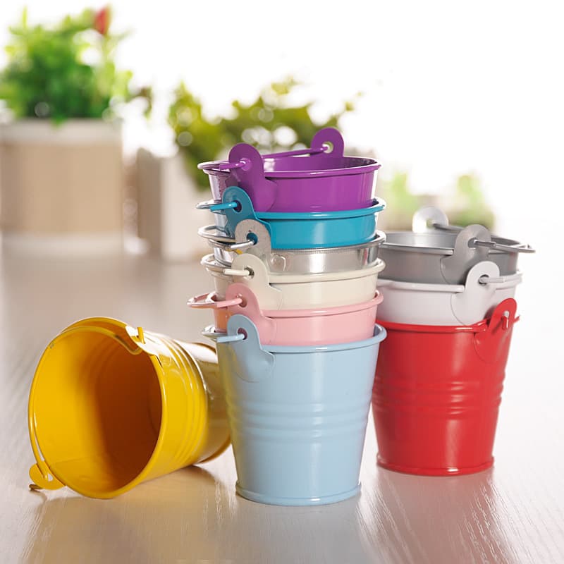 Small Metal Buckets with Handle Multi Colored thumbnail 2
