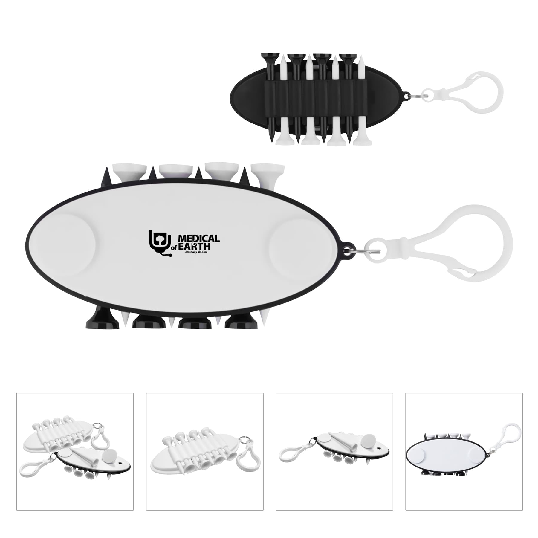 Golf Ball Tee Holder W/ Keychain Marker Key Tag