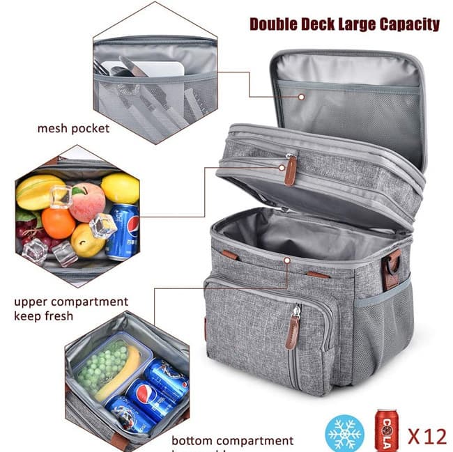 Double Compartment Insulated Cooler Lunch Bag thumbnail 3