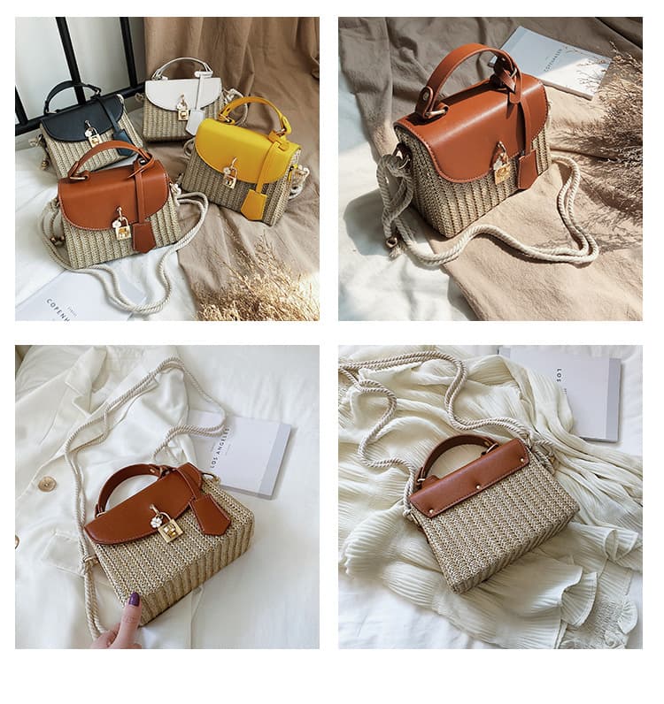 Jute/Burlap Straw Fashion Rattan Shoulder Cross-body bag thumbnail 2