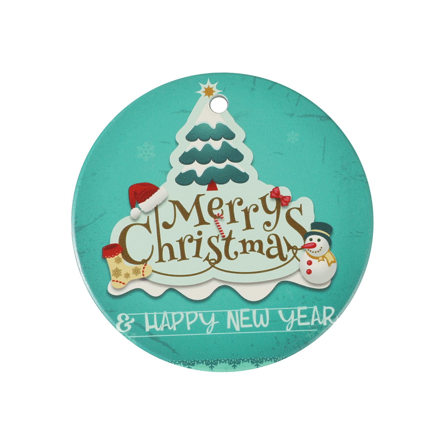 Two-Side Printed Ceramic Christmas Tree Hanging Accessories thumbnail 2