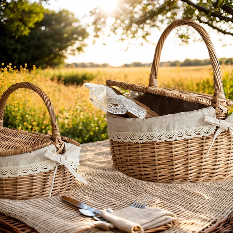 Natural Willow Woven Picnic Basket