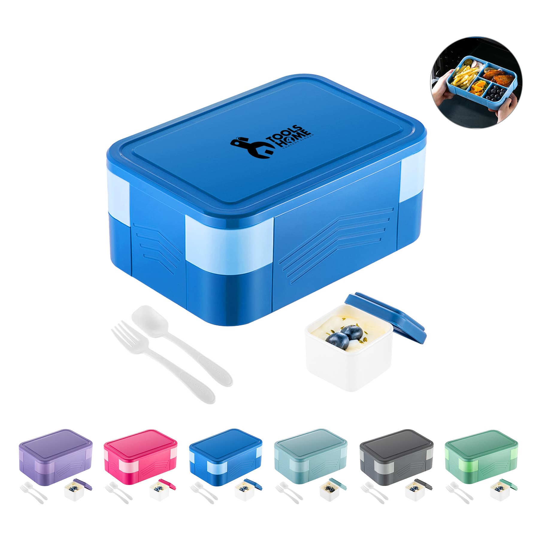 Double Bento Lunch Box with Leakproof Sauce Containers