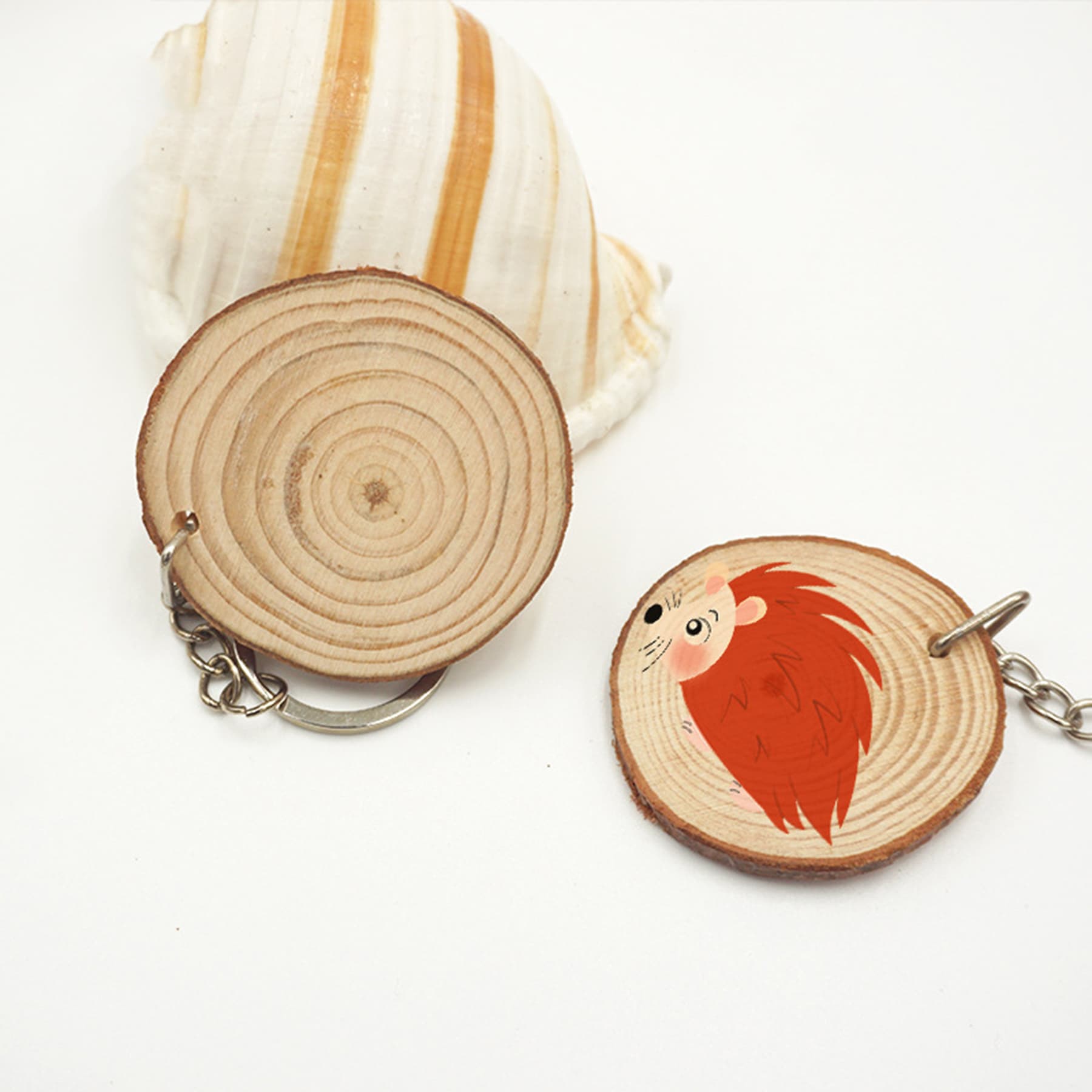 Natural Wood Log Cut Keychain