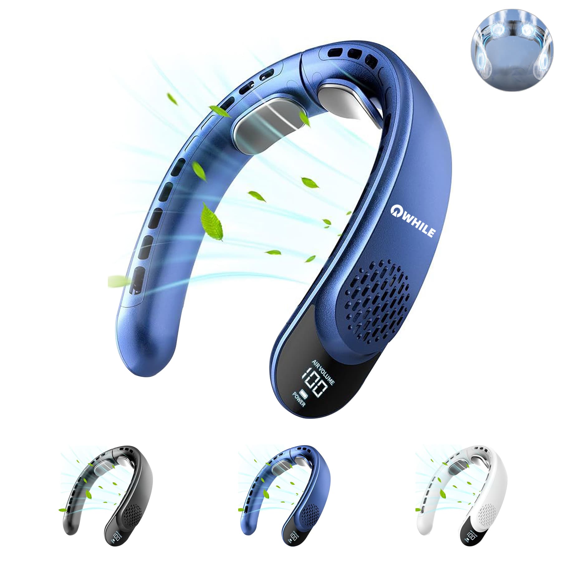 Rechargeable Neck Fan with LED Display