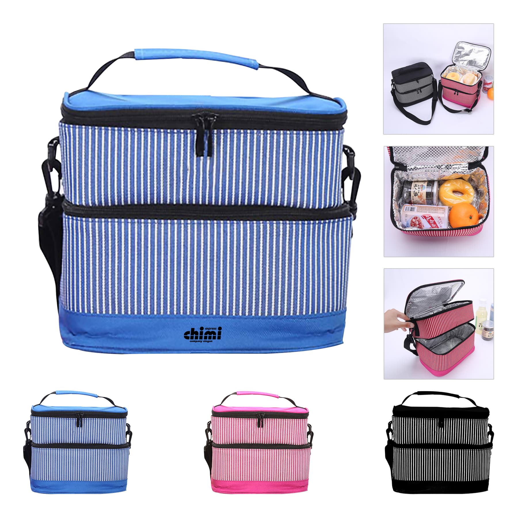 2 Layer Insulated Lunch Thermal Cooler Bag Grocery Tote Bag