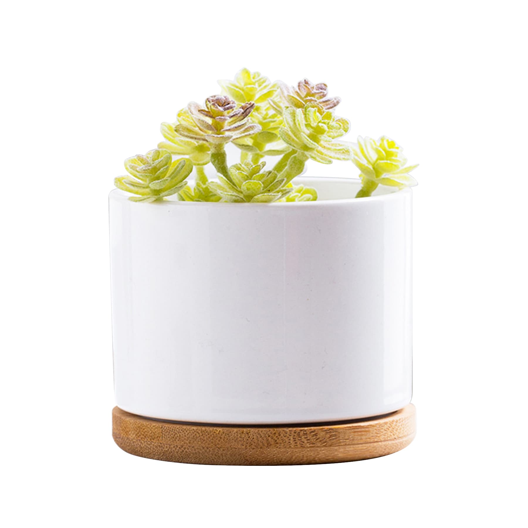 Ceramic Flower Planter Pot with Bamboo Tray thumbnail 4