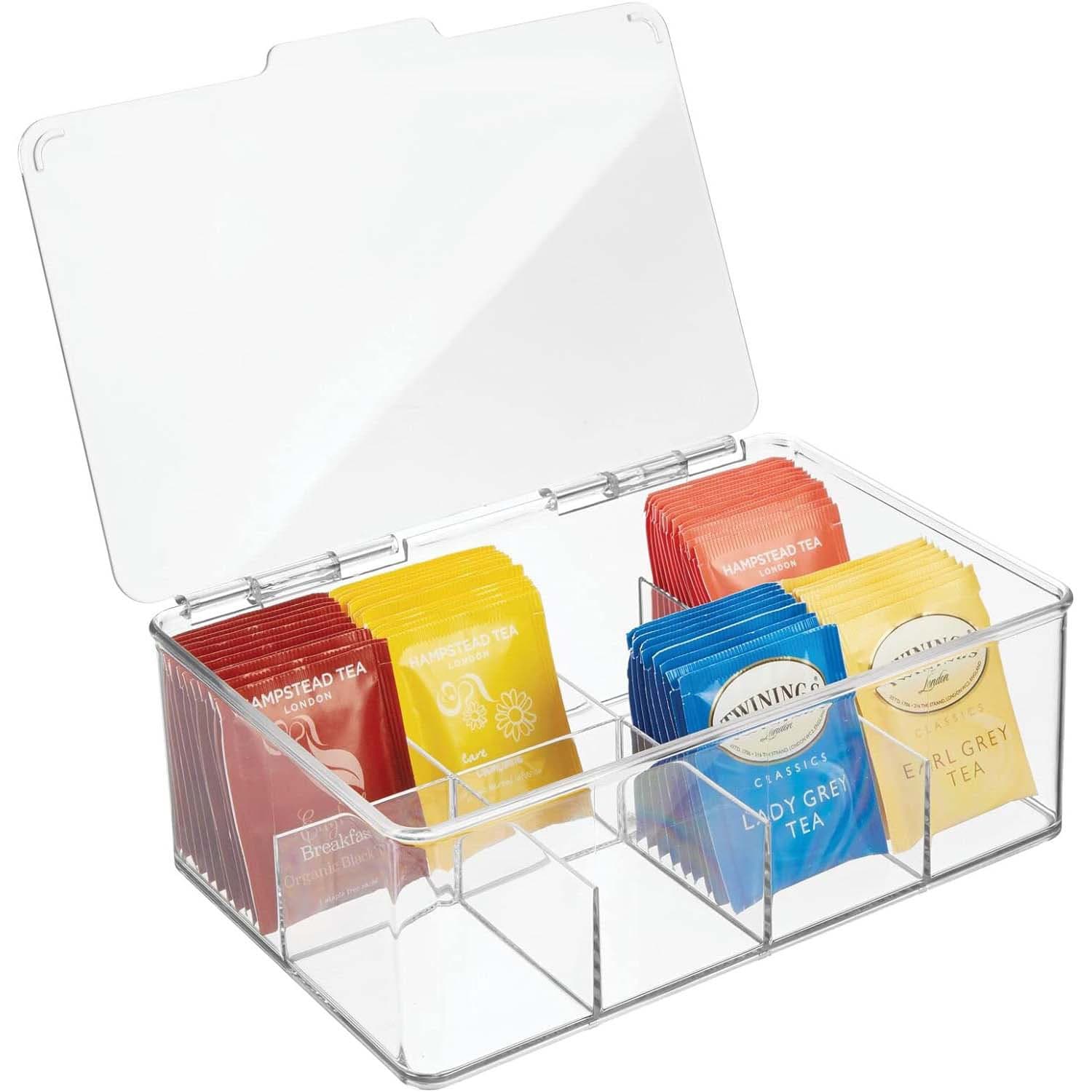Plastic Tea Bag Divided Storage Organizer Container Box