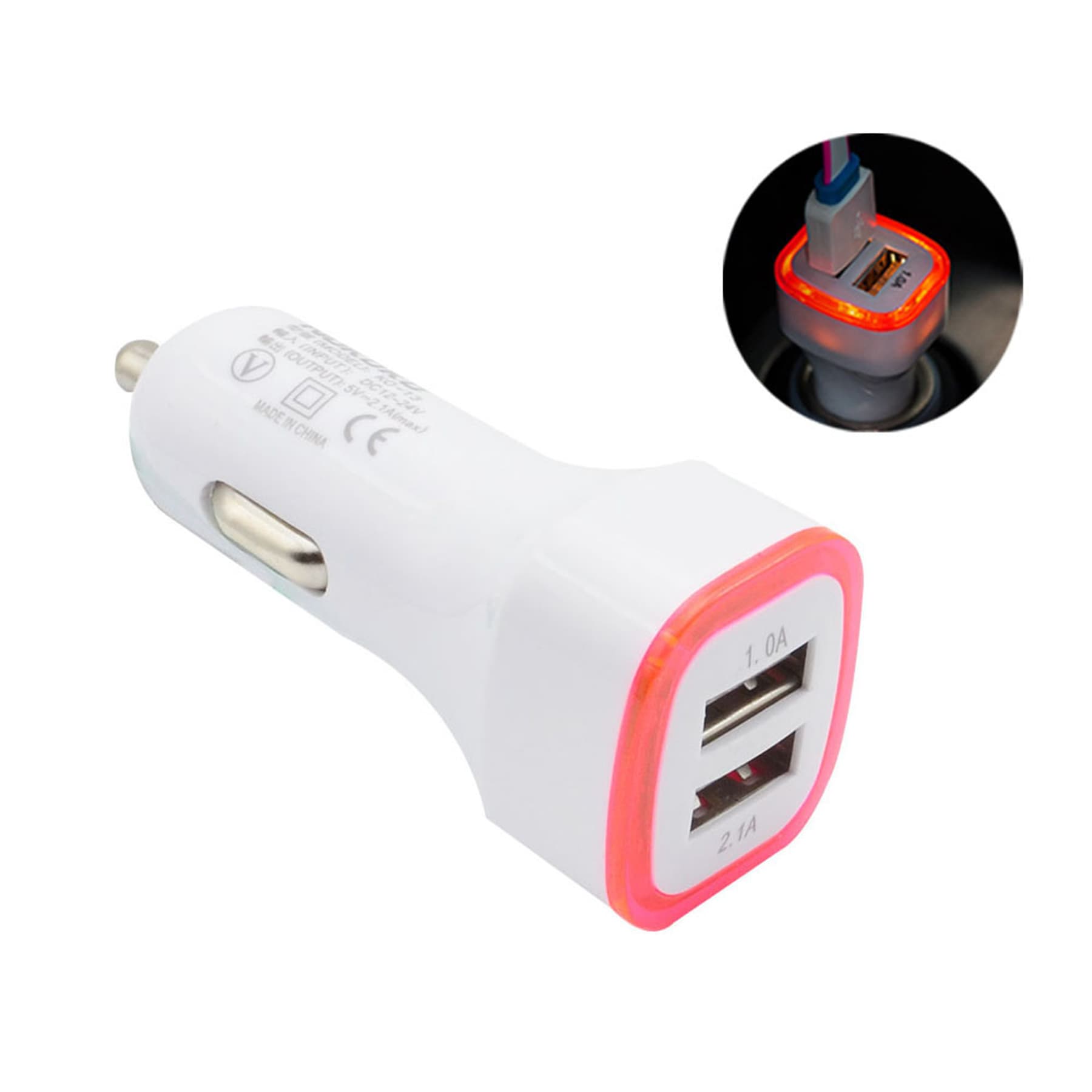 Dual Ports Led Light Square Usb Car Charger Adapter thumbnail 7