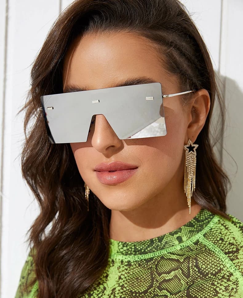 Retro Rimless Rectangle Sunglasses