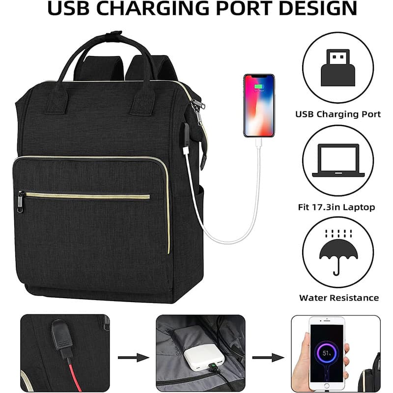 Laptop Backpack with USB Charging Port Carry on Bag for Work thumbnail 2