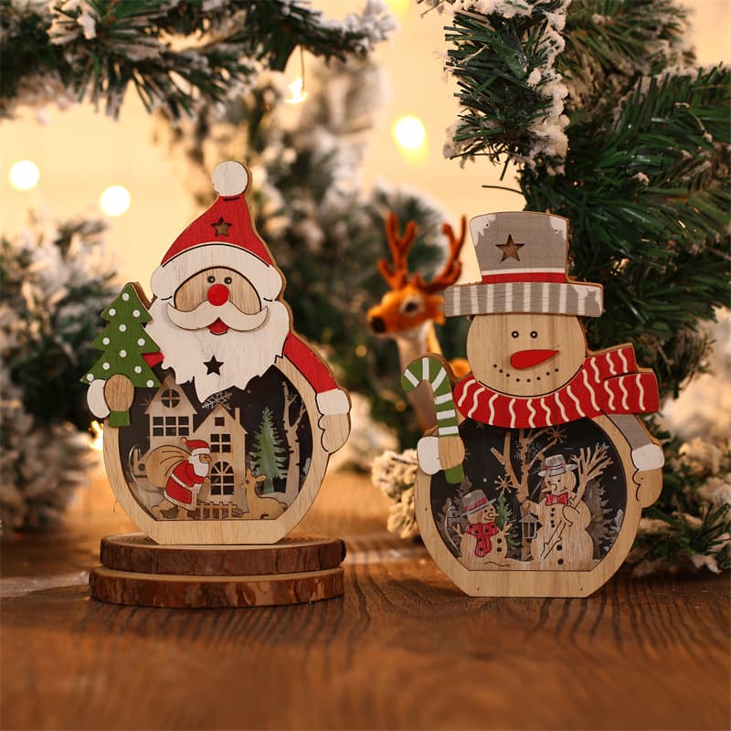 Christmas Wood Cutouts Pendants With Led Lights thumbnail 4