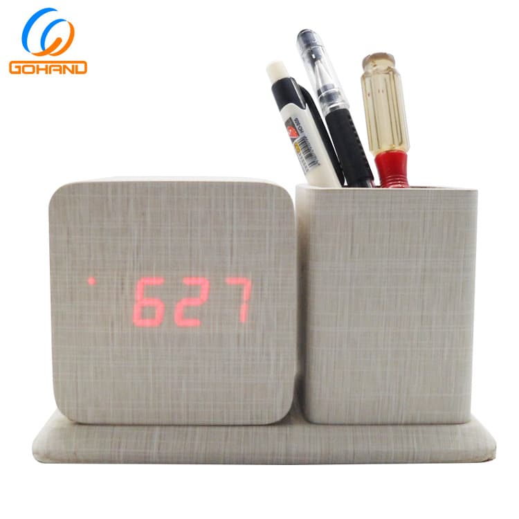 Wooden Alarm Clock Pen Holder thumbnail 4