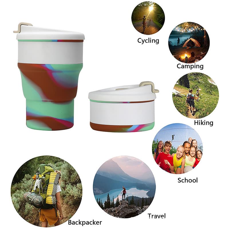 Silicone Folding Camping Cup Leak Proof BPA Free 18.5OZ