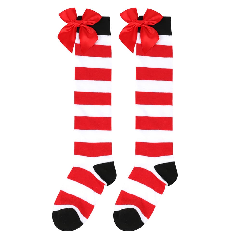 Bow Christmas Knee High Socks For Women
