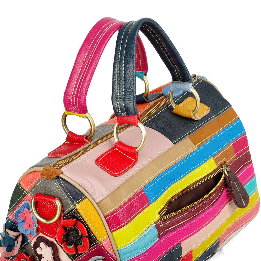 Genuine Leather Colorful floral shoulder cross-body bag thumbnail 5