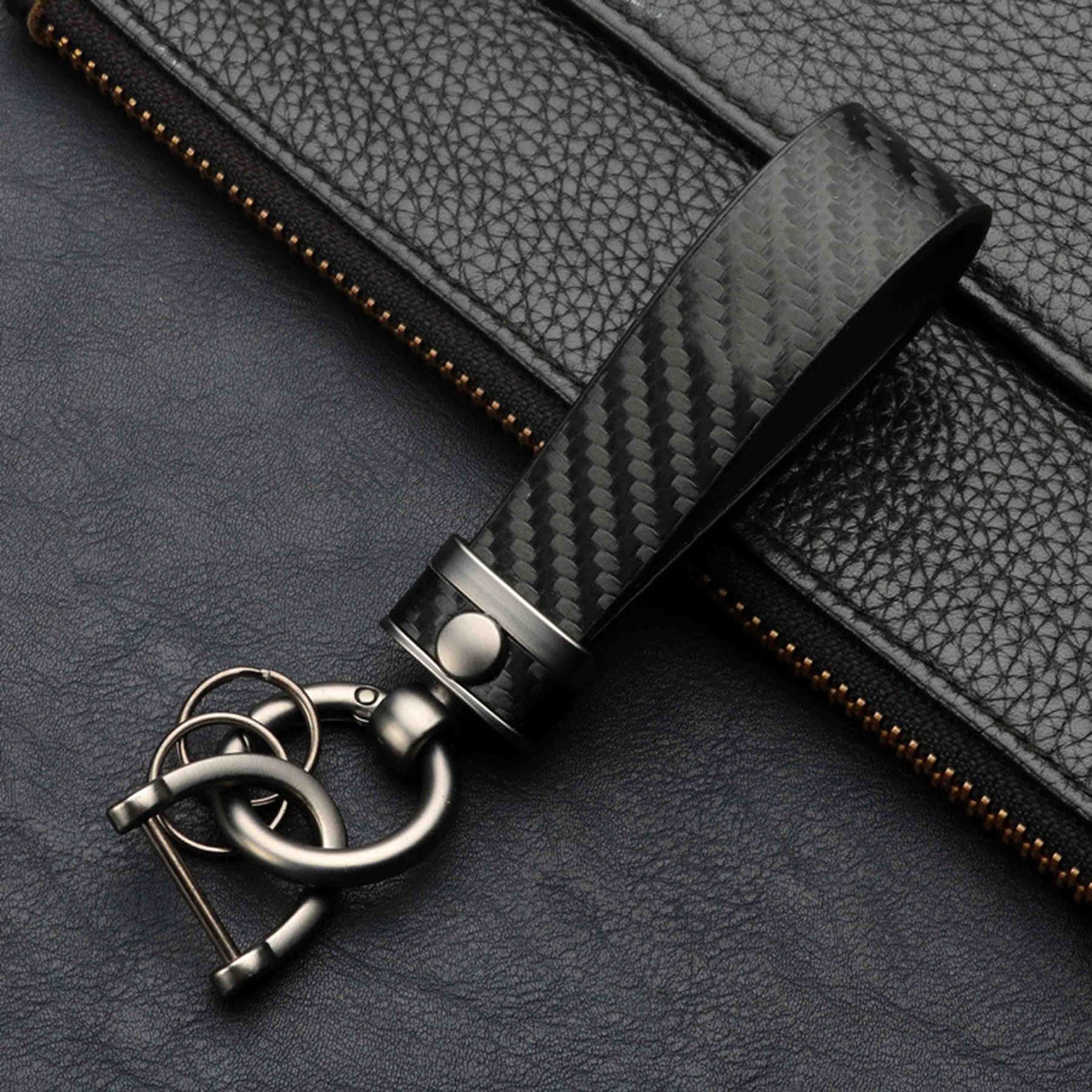 Carbon Fiber Leather Metal Car Keychain thumbnail 13