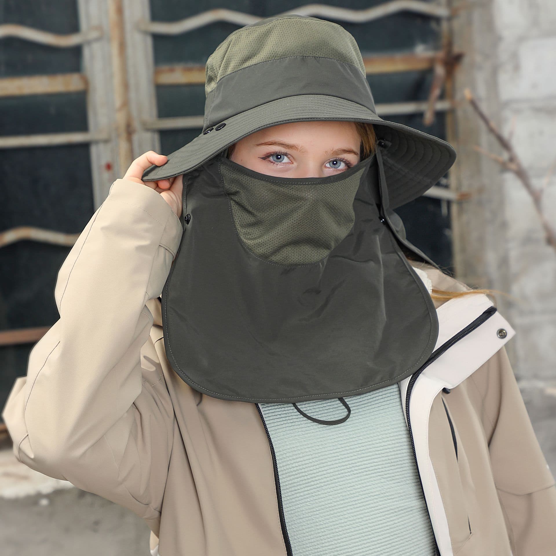 Unisex Fishing Hat,Sun Cap With Neck Flap thumbnail 2