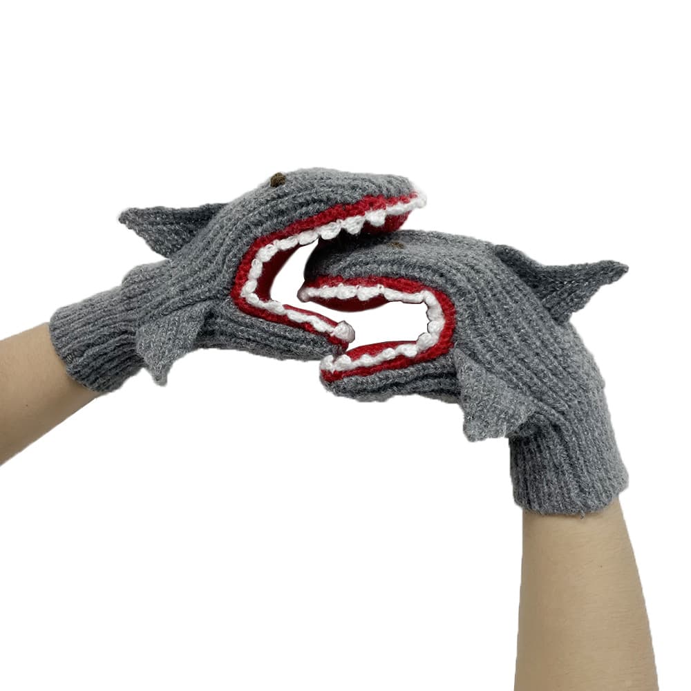 Polyester Mittens Knitted Shark Gloves