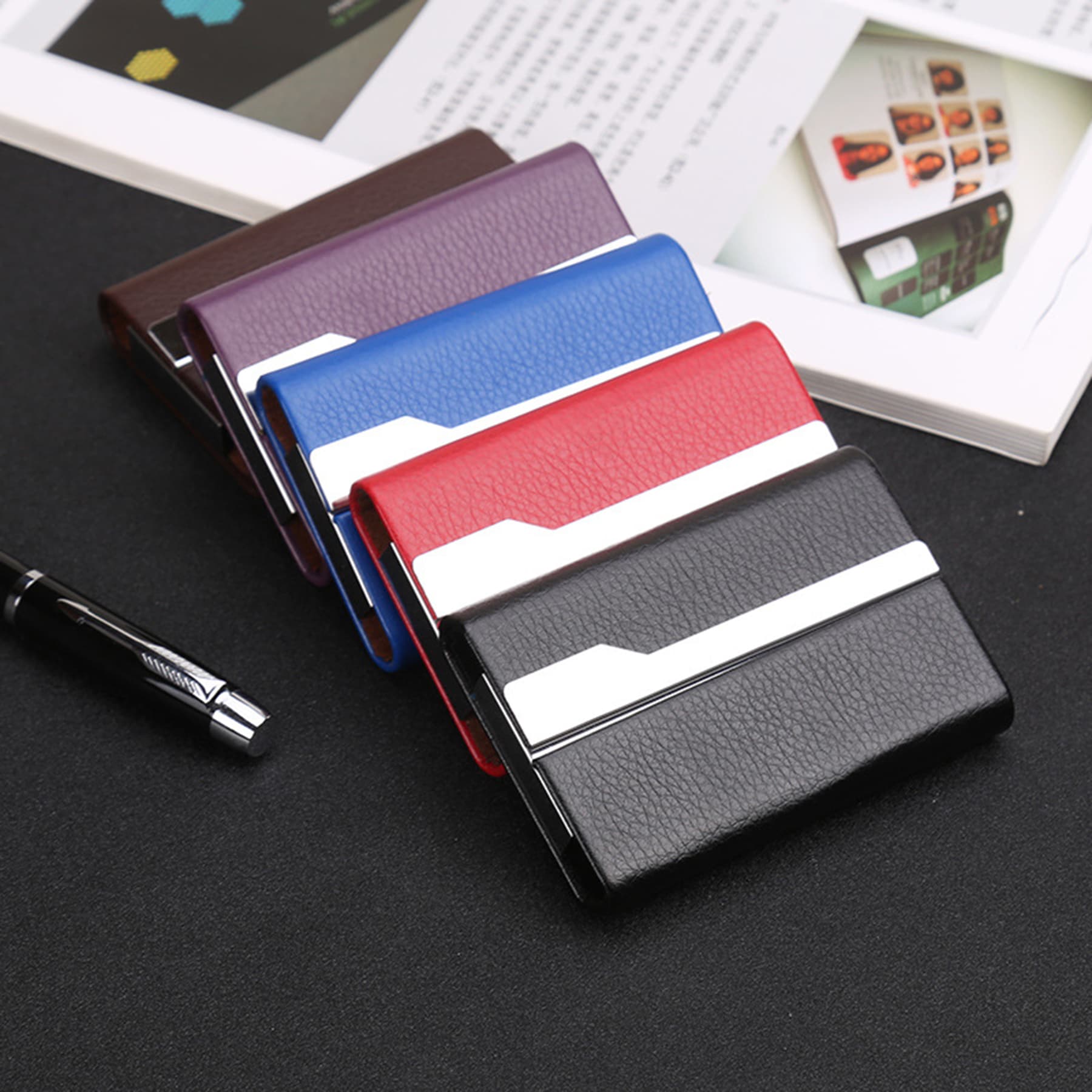 Stainless Steel Business Card With Leather Holder thumbnail 4