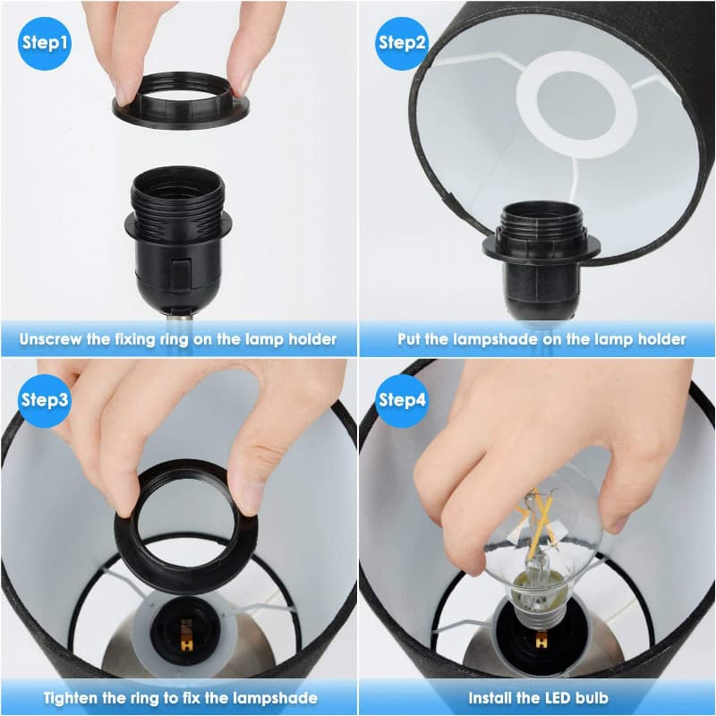 Three-Stage Touch Table Lamp With Circular Cloth Cover thumbnail 3