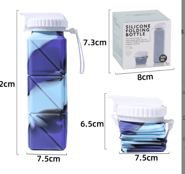 20.7oz Collapsible Water Bottles Leakproof With Straw Lid thumbnail 4