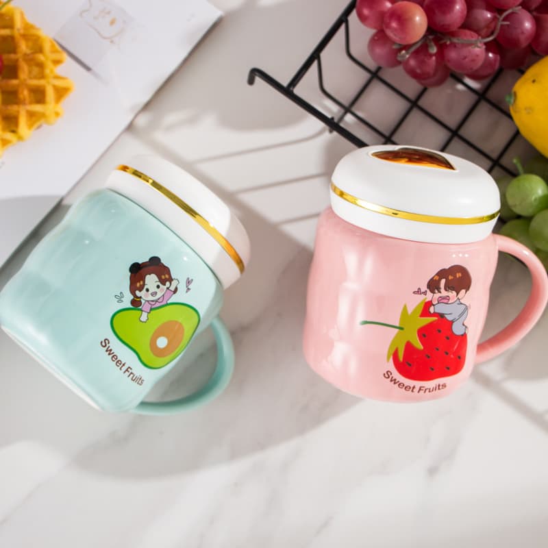 Custom 12 oz Cute Coffee Mug with lid