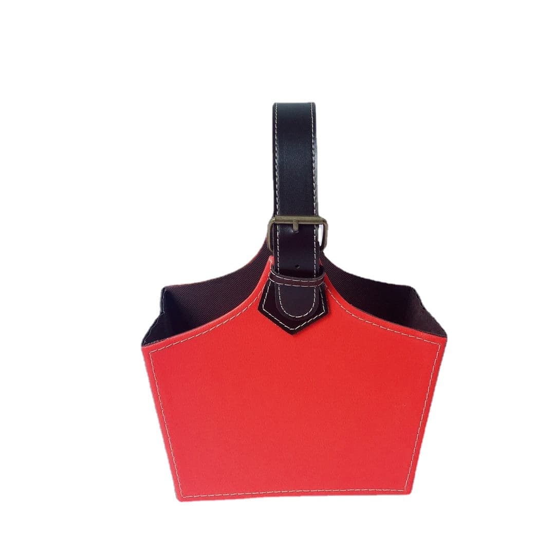 Leather storage basket