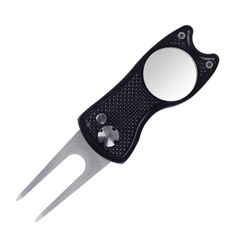 Metal Foldable Golf Divot Tool With Pop-Up Button thumbnail 2