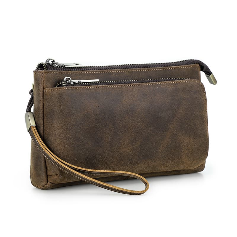 Leather Waterproof Small Vintage Storage Wallet Men Coffee