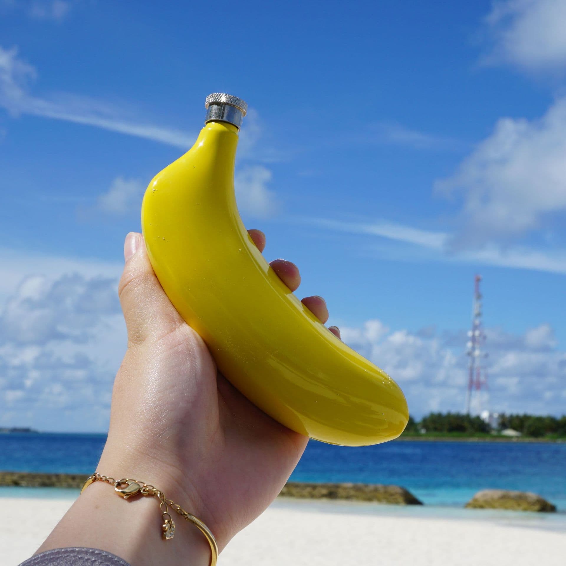 5 Ounce Banana Shaped Stainless Steel Flask thumbnail 2